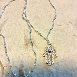Hamsa Crystal Pendant Necklace